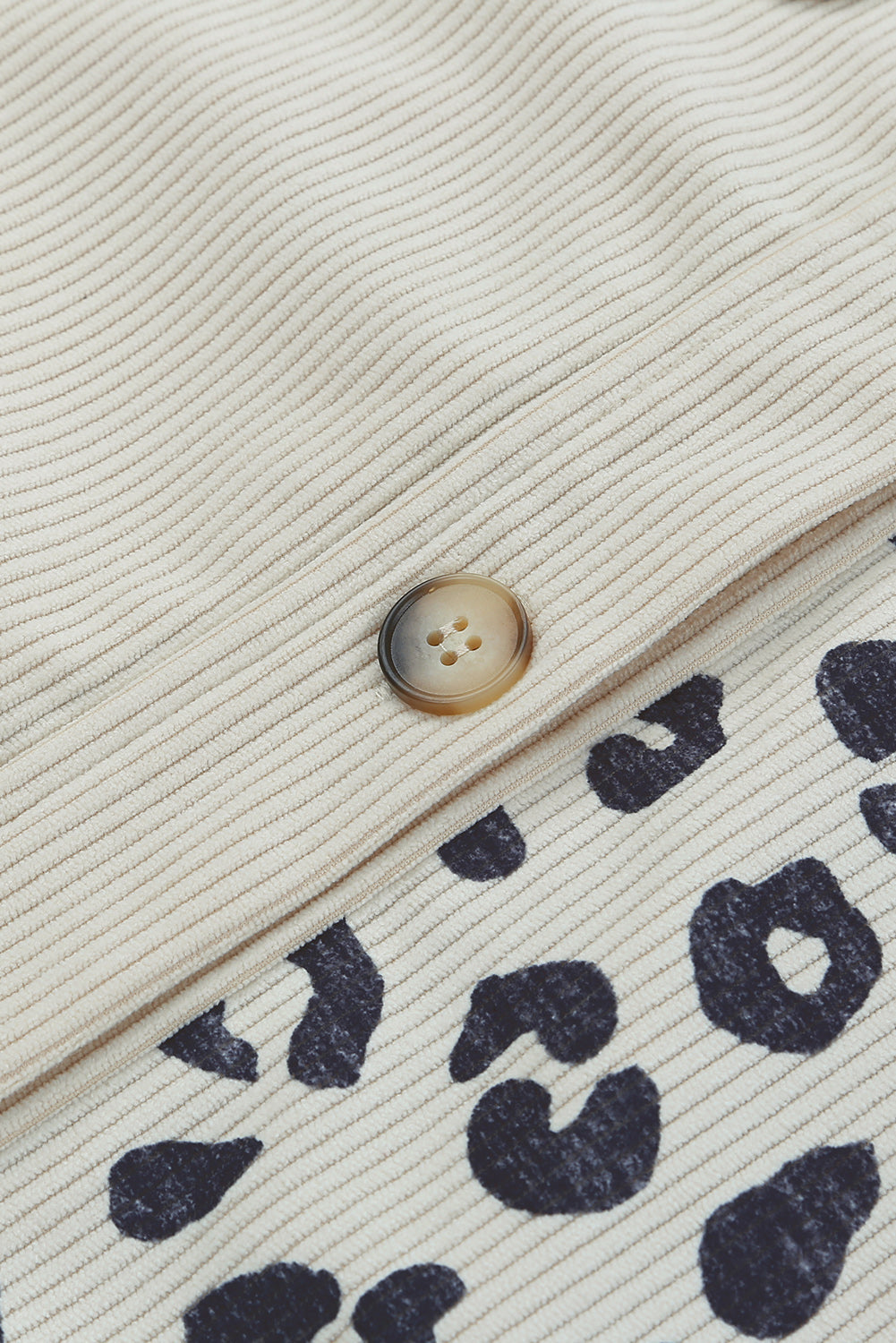 Apricot Corduroy Jacket with Leopard Print Details and Pockets from MsDressly