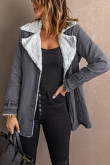 Casual Denim Coat with Plush Lining from MsDressly