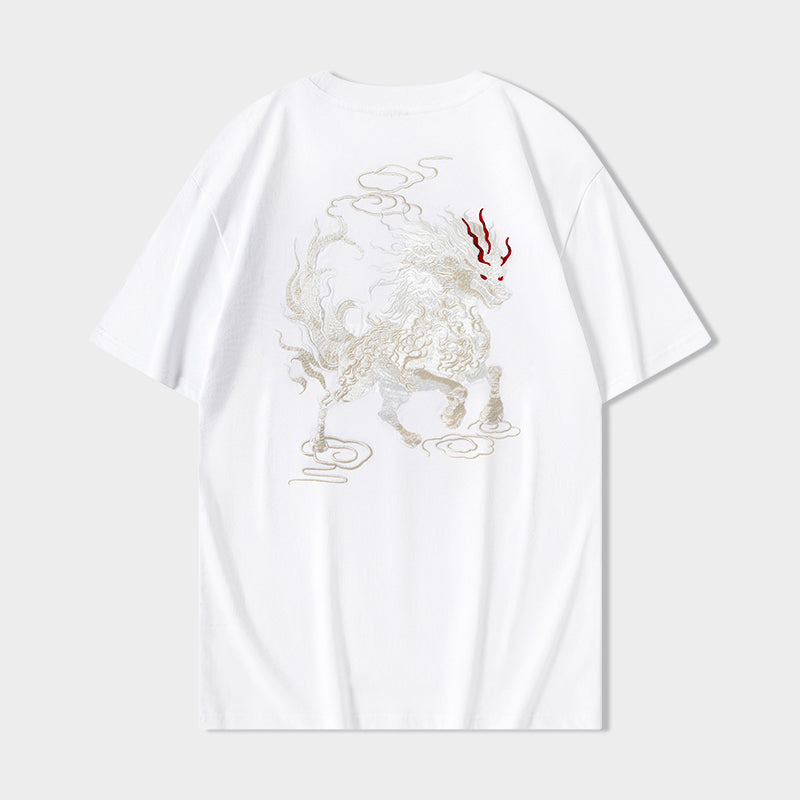 Gallant Lion Embroidery Tee from Niepce Inc