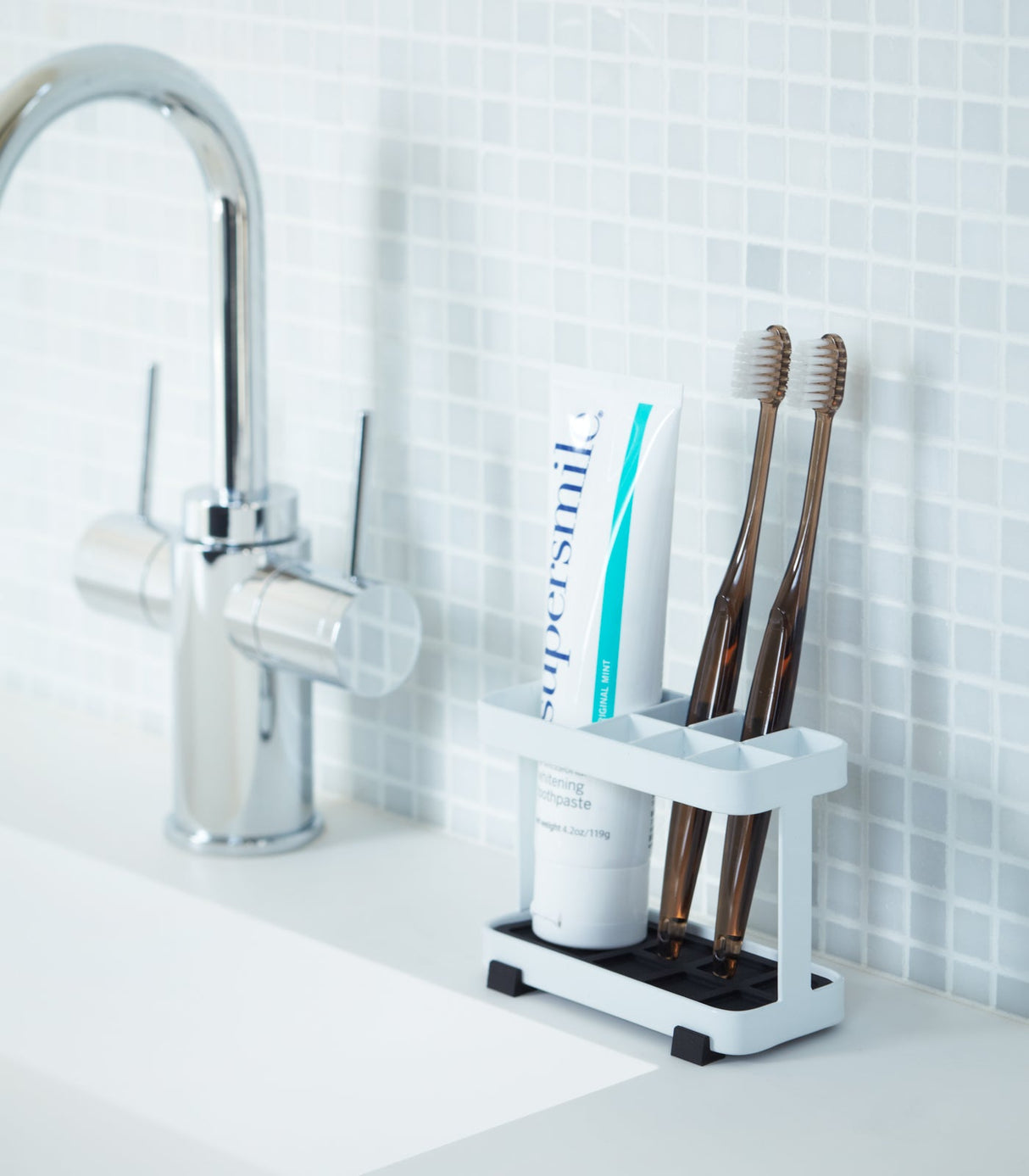 Toothbrush + Toothpaste Stand - Steel from Yamazaki Home