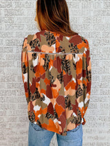 Abstract Leopard Print Puffy Sleeve Blouse from MsDressly