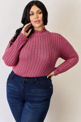 Basic Bae Full Size Ribbed Mock Neck Long Sleeve T-Shirt from Enfance-Heureuse