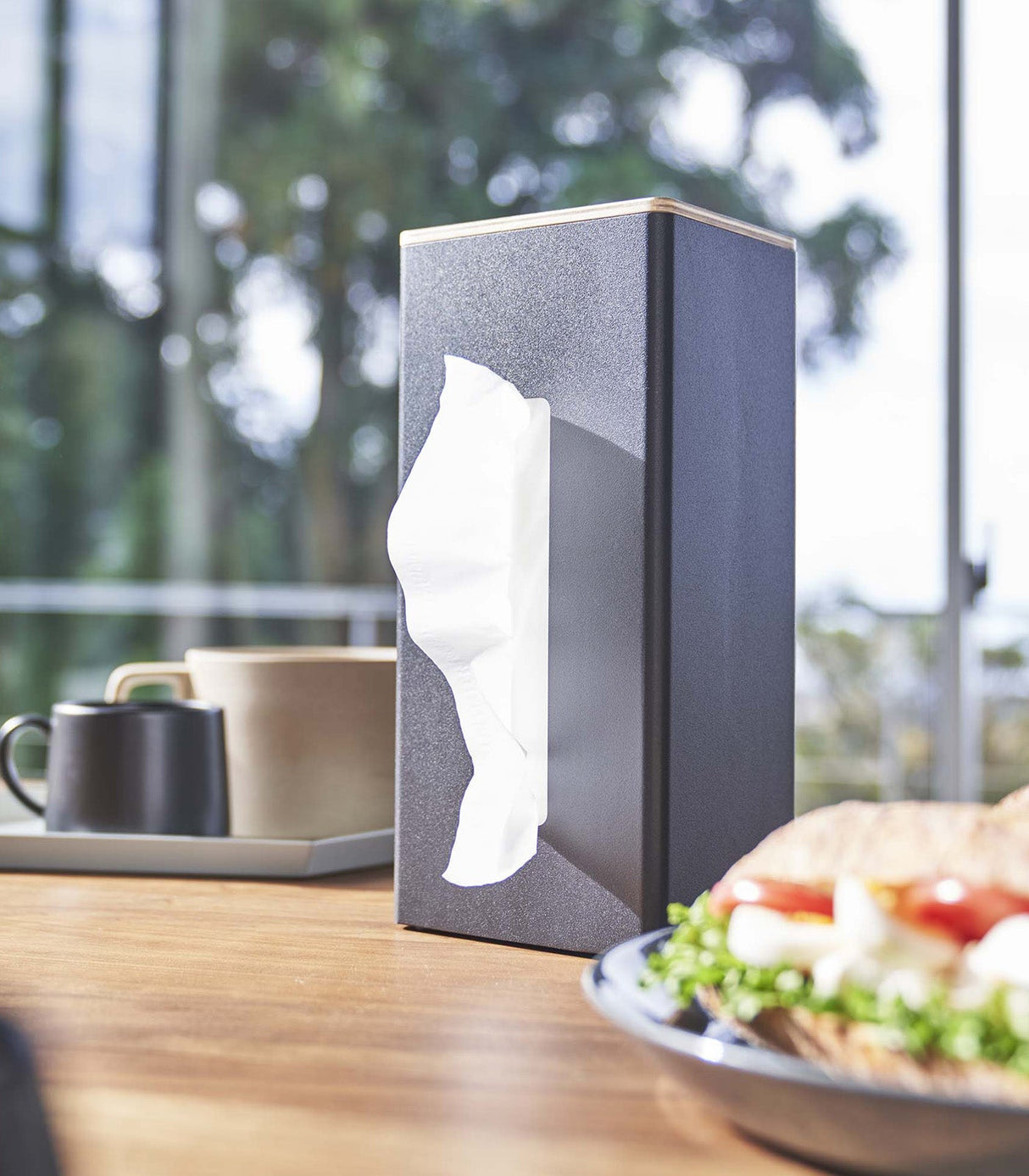 Two-Sided Tissue Case - Steel + Wood from Yamazaki Home