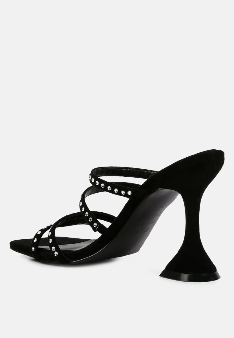 Face Me Studded Spool Heel Multi Strap Sandals from London Rag International