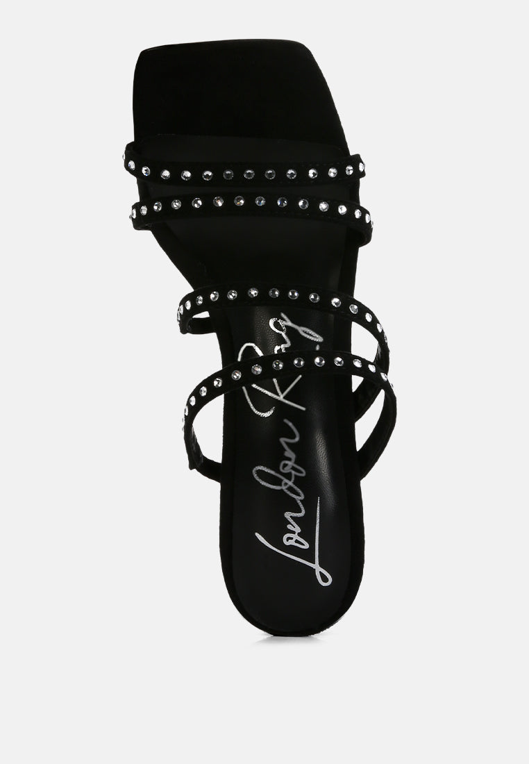 Face Me Studded Spool Heel Multi Strap Sandals from London Rag International