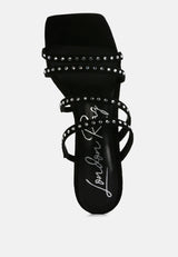 Face Me Studded Spool Heel Multi Strap Sandals from London Rag International