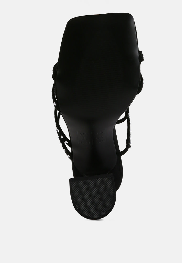 Face Me Studded Spool Heel Multi Strap Sandals from London Rag International