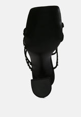 Face Me Studded Spool Heel Multi Strap Sandals from London Rag International