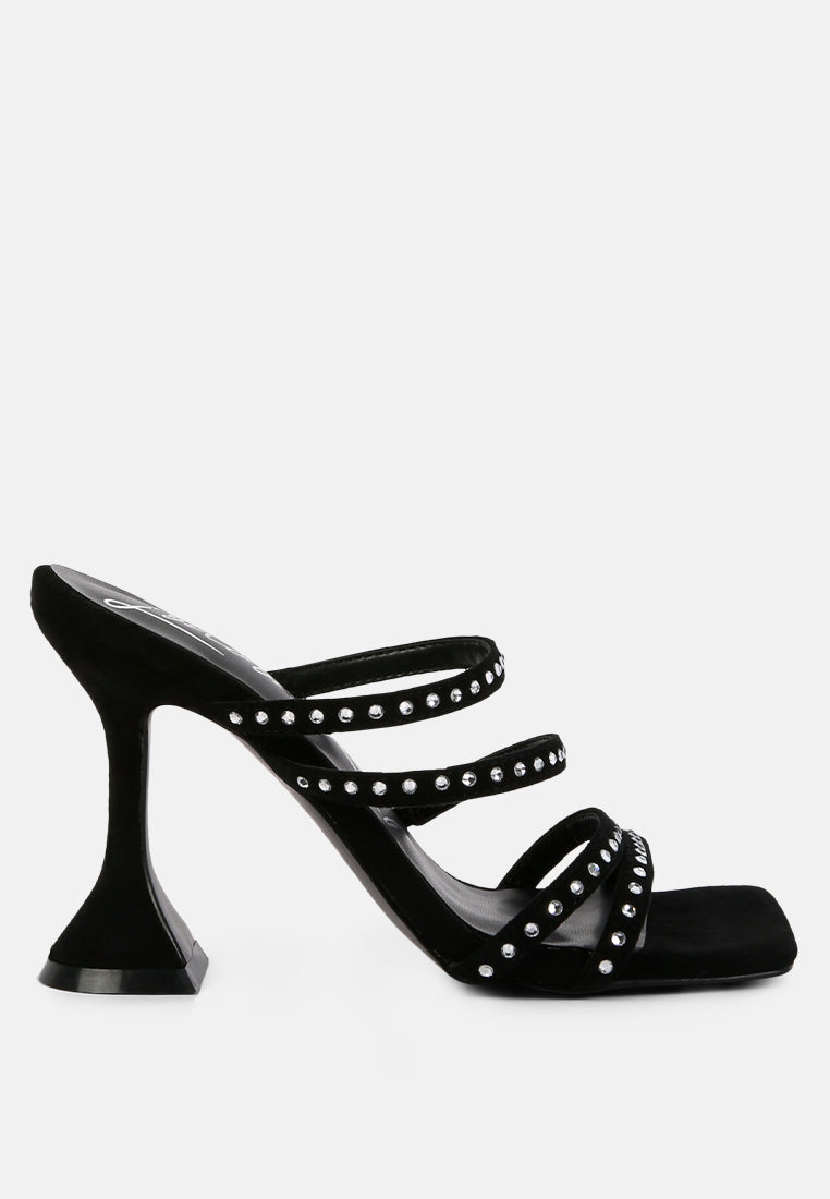 Face Me Studded Spool Heel Multi Strap Sandals from London Rag International