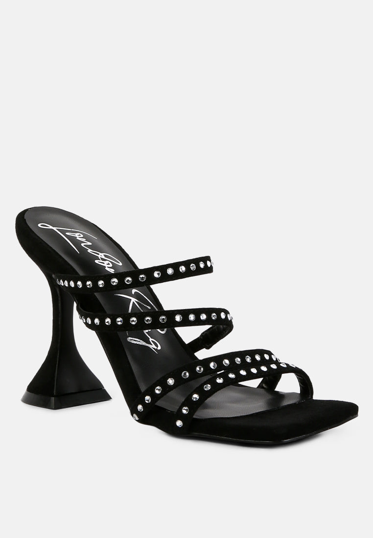 Face Me Studded Spool Heel Multi Strap Sandals from London Rag International