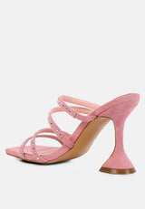 Face Me Studded Spool Heel Multi Strap Sandals from London Rag International