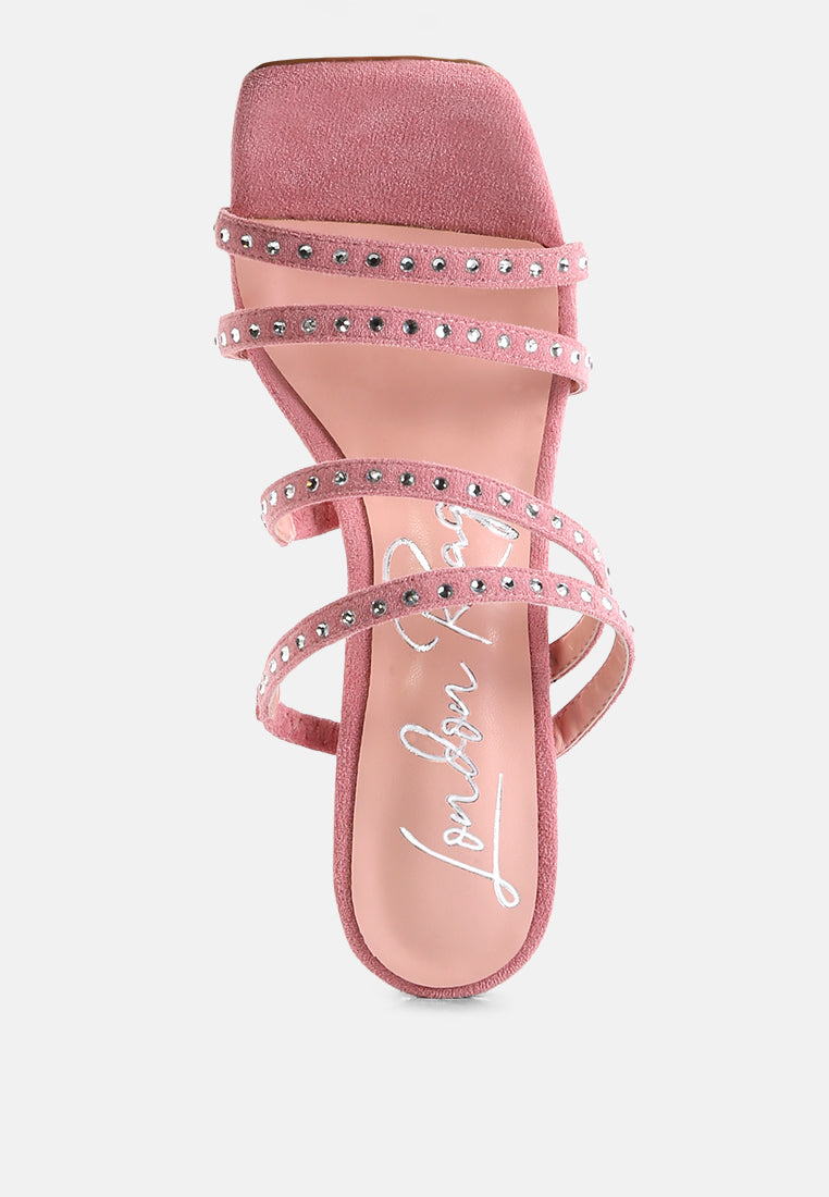Face Me Studded Spool Heel Multi Strap Sandals from London Rag International