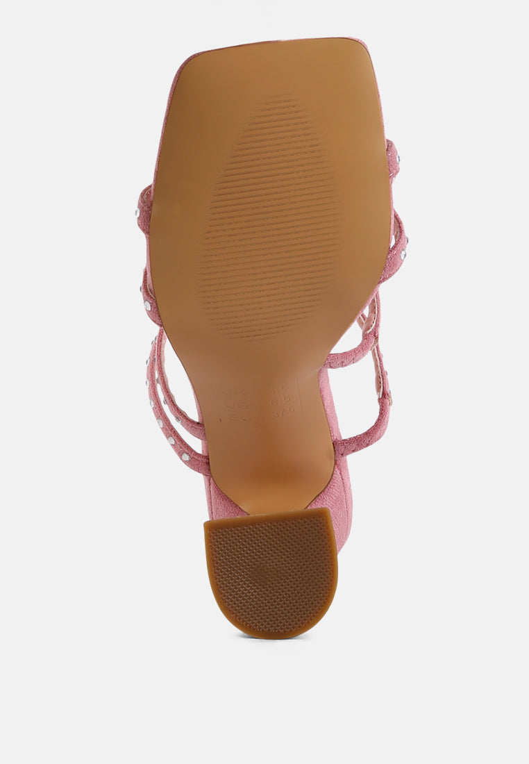 Face Me Studded Spool Heel Multi Strap Sandals from London Rag International
