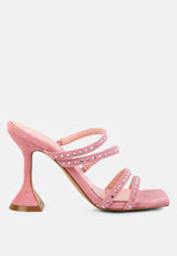 Face Me Studded Spool Heel Multi Strap Sandals from London Rag International