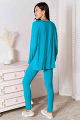 Basic Bae Full Size V-Neck Soft Rayon Long Sleeve Top and Pants Lounge Set from Enfance-Heureuse