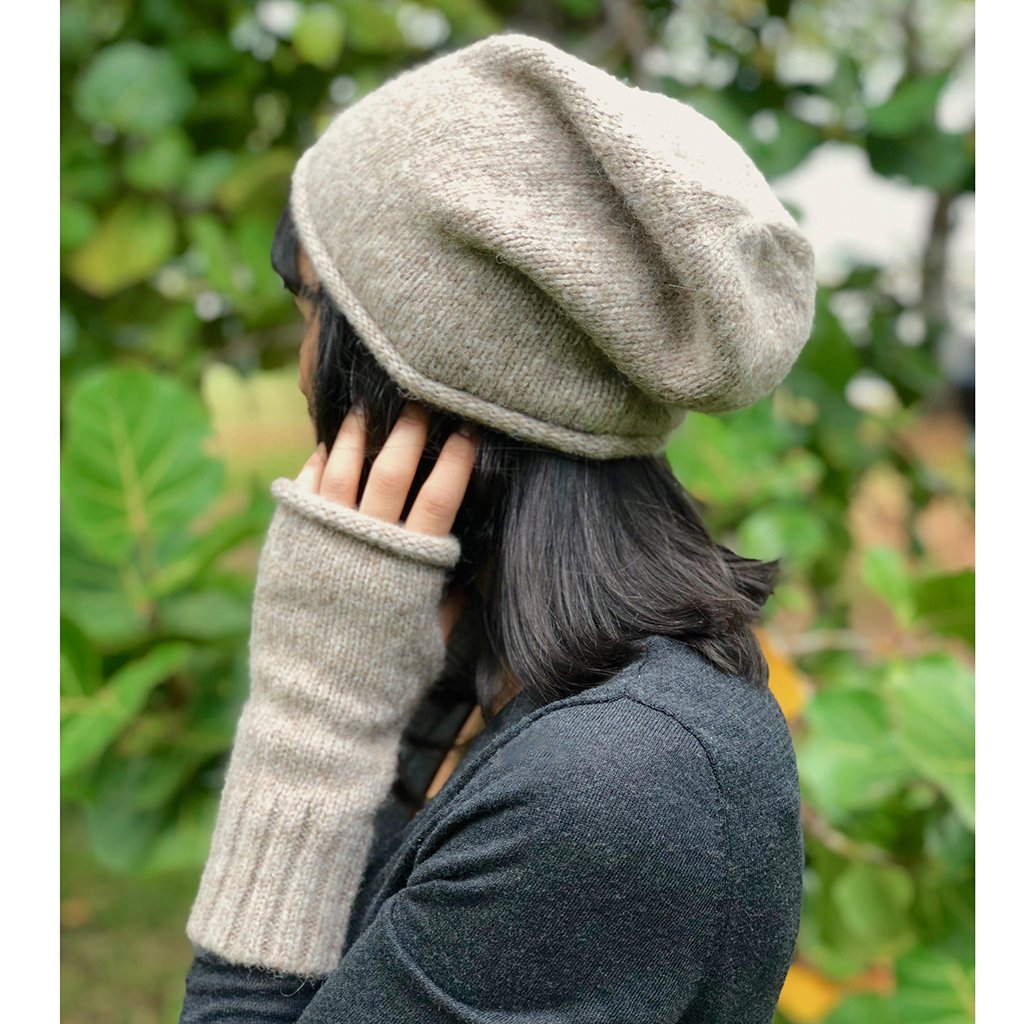 Beige Essential Knit Alpaca Gloves from SLATE + SALT