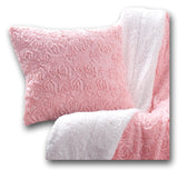 DaDa Bedding Rosey Pastel Blossom Pink Faux Fur Euro Throw Pillow Cover (171752) from DaDalogy Bedding Collection