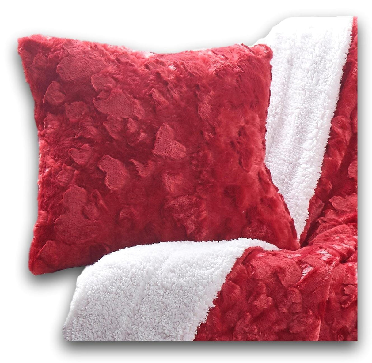 DaDa Bedding Candy Apple Red Vibrant Luxury Faux Fur Euro Throw Pillow Cover (Red-19) from DaDalogy Bedding Collection