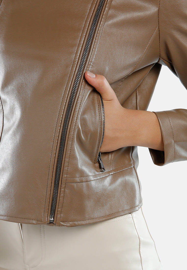 Faux Leather Biker Jacket from London Rag International
