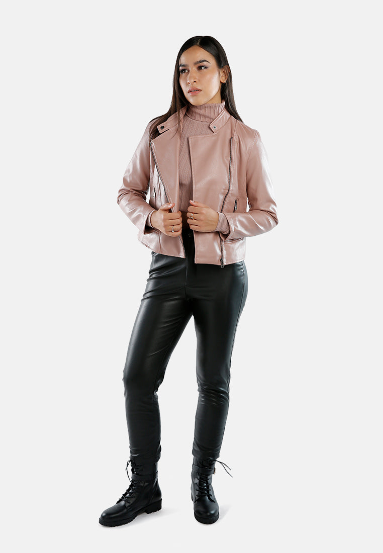 Faux Leather Biker Jacket from London Rag International