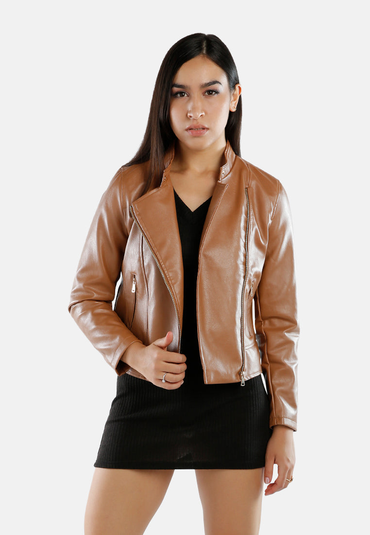 Faux Leather Biker Jacket from London Rag International