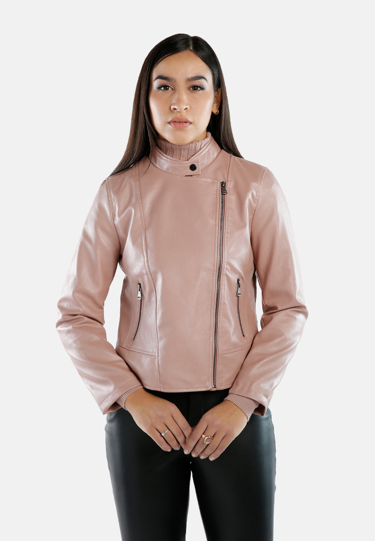 Faux Leather Biker Jacket from London Rag International