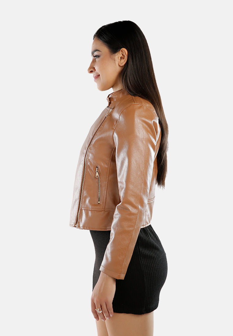 Faux Leather Biker Jacket from London Rag International