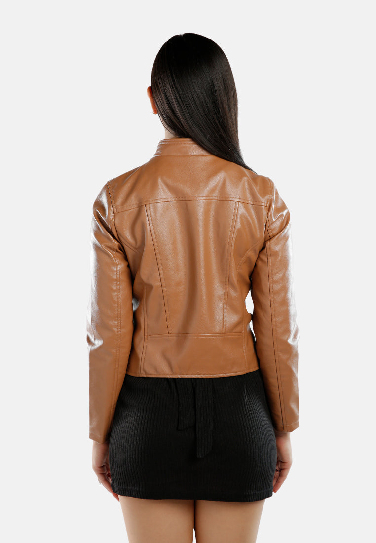 Faux Leather Biker Jacket from London Rag International