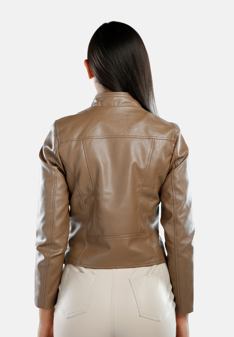 Faux Leather Biker Jacket from London Rag International