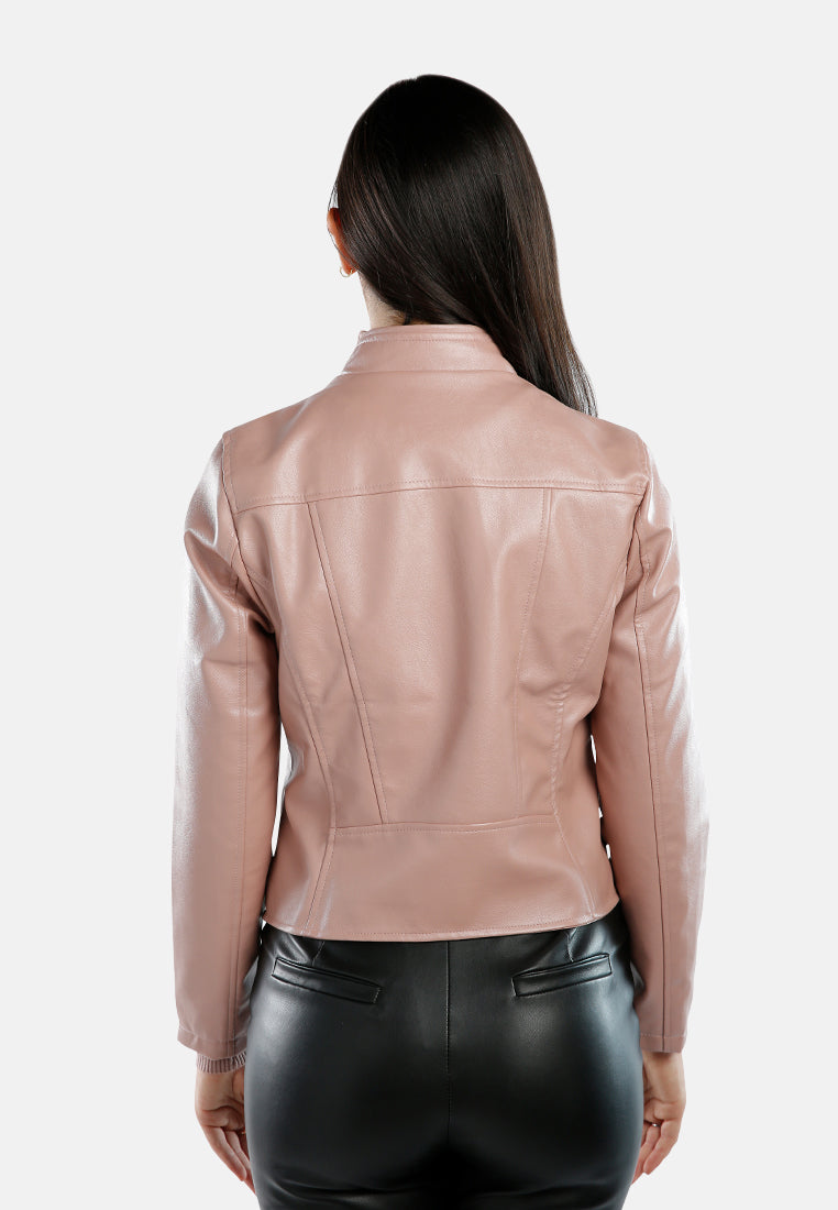 Faux Leather Biker Jacket from London Rag International