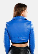 Faux Leather Belted Cropped Jacket from London Rag International