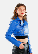 Faux Leather Belted Cropped Jacket from London Rag International
