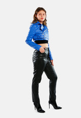 Faux Leather Belted Cropped Jacket from London Rag International