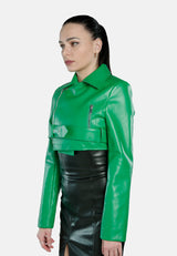 Faux Leather Belted Cropped Jacket from London Rag International