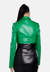 Faux Leather Belted Cropped Jacket from London Rag International