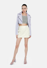 Faux Leather Belted Cropped Jacket from London Rag International