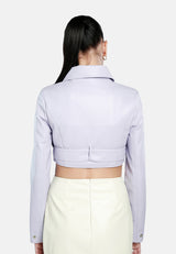 Faux Leather Belted Cropped Jacket from London Rag International