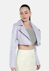 Faux Leather Belted Cropped Jacket from London Rag International