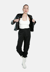 Faux Leather Biker Jacket from London Rag International