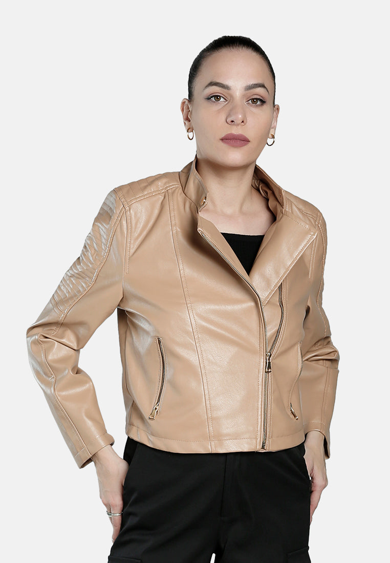 Faux Leather Biker Jacket from London Rag International