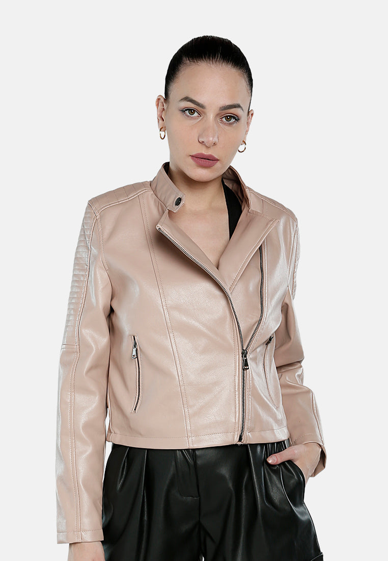 Faux Leather Biker Jacket from London Rag International