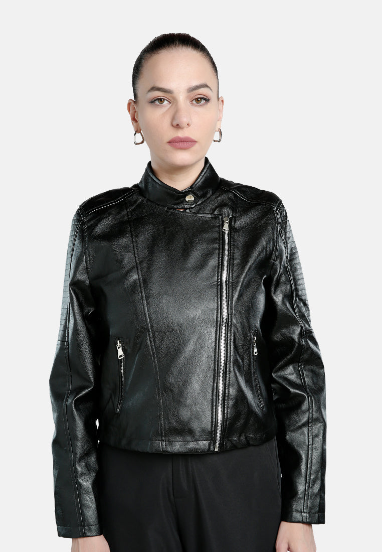 Faux Leather Biker Jacket from London Rag International