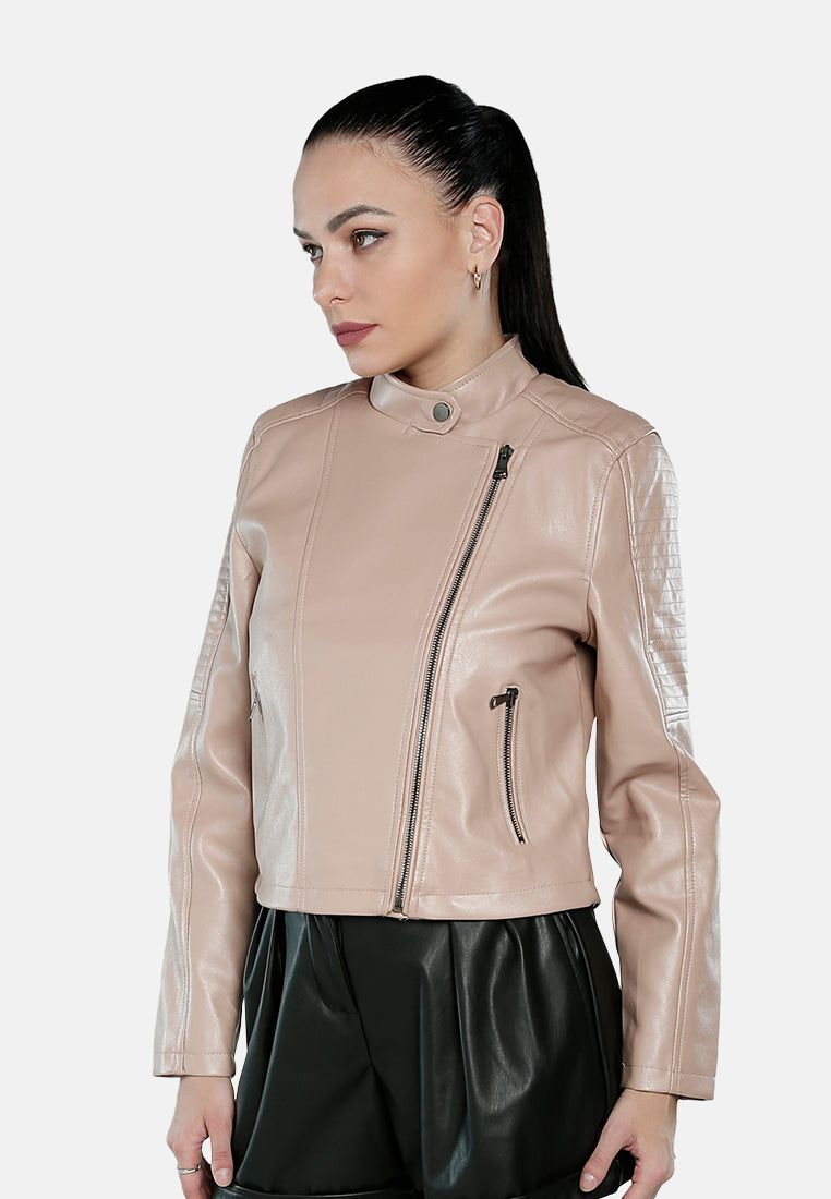 Faux Leather Biker Jacket from London Rag International