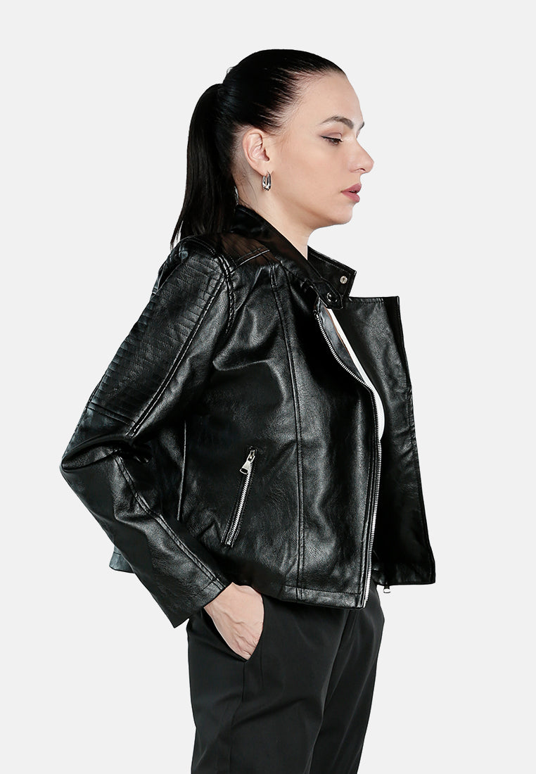 Faux Leather Biker Jacket from London Rag International