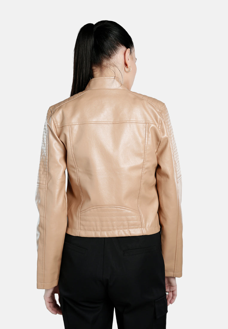 Faux Leather Biker Jacket from London Rag International
