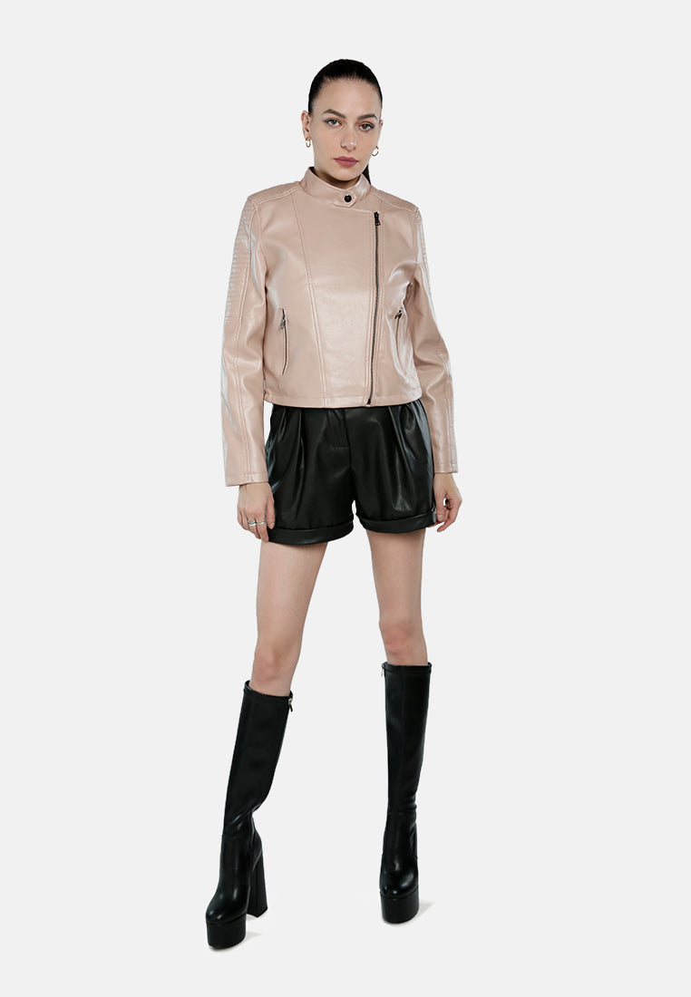 Faux Leather Biker Jacket from London Rag International