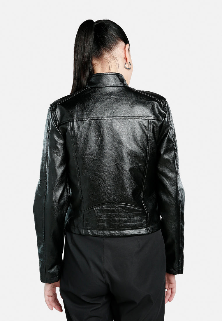 Faux Leather Biker Jacket from London Rag International