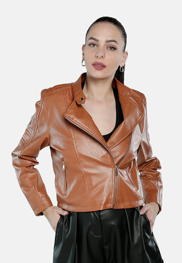 Faux Leather Biker Jacket from London Rag International
