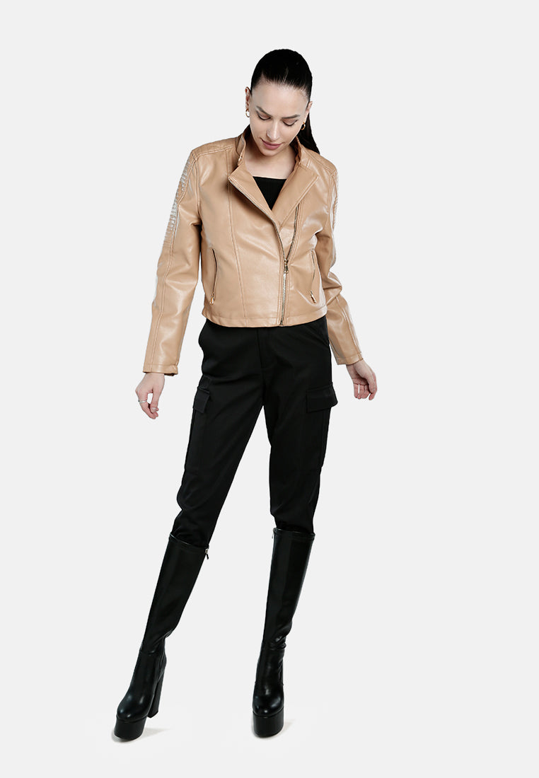 Faux Leather Biker Jacket from London Rag International