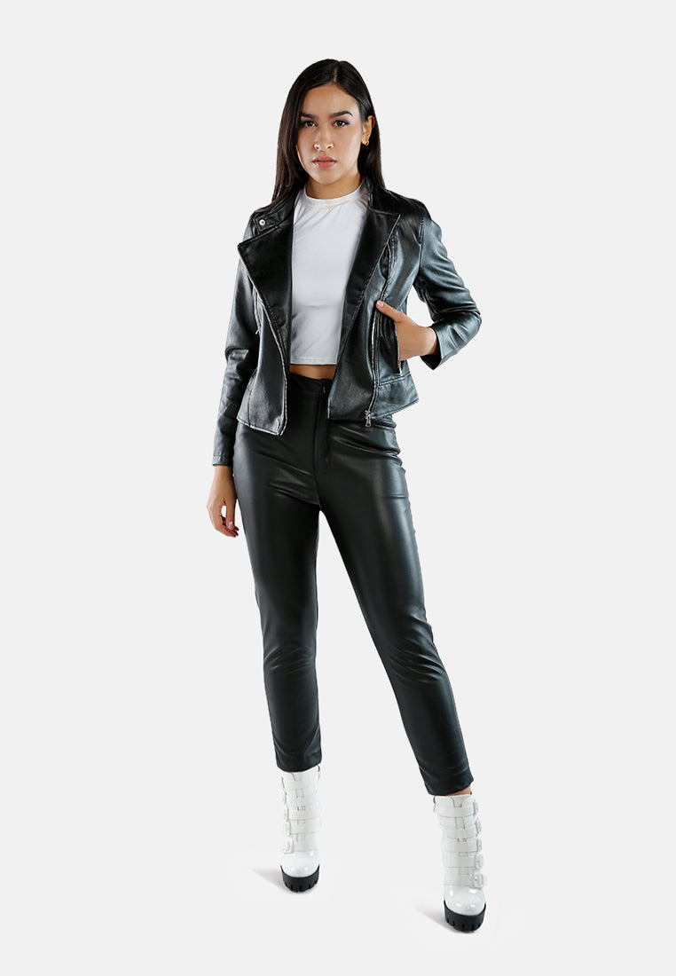 Faux Leather Biker Jacket from London Rag International